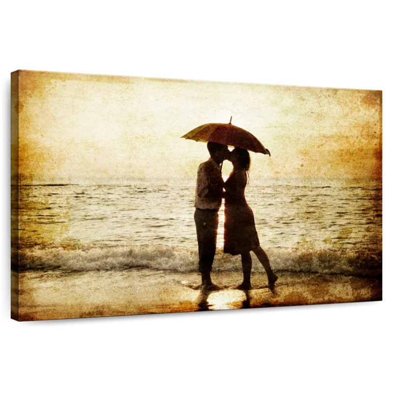 Hardie s'embrassant sous un parapluie, H 20 po x l 30 po