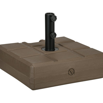 88 Lbs Capacity Square Umbrella Stand, Fillable, 1.25", 1.5", 2" Pole Compatible, Steel Holder, , Inviting, Brown Heavy Duty Base, Attractive,