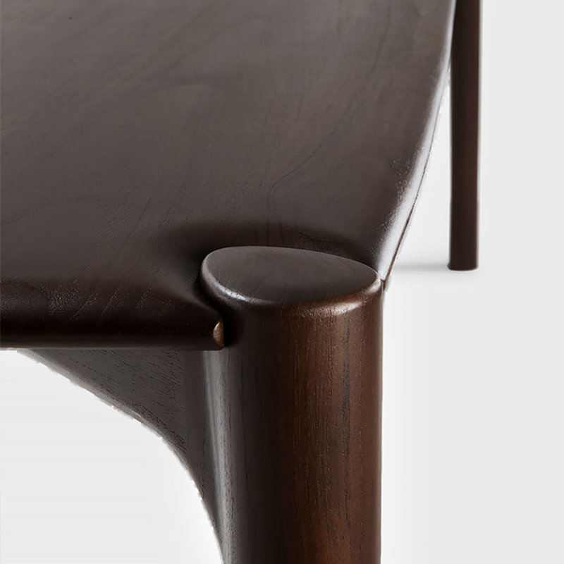Modern simple family dining table Walnut Rectangular Solid Wood Top with Solid Wood Base Dining Table