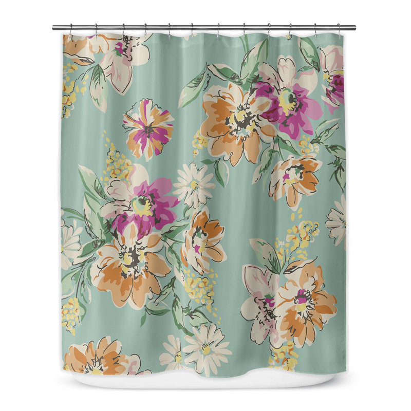 Rideau de douche simple à motif floral Betselot, H 90 po x l 70 po