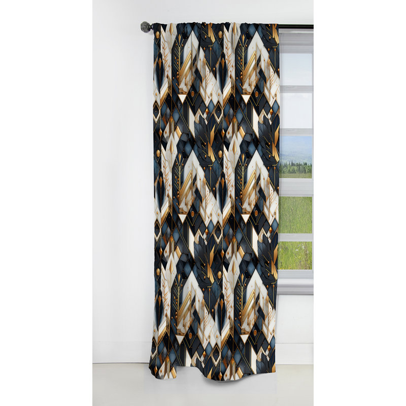 Tribal Fusion Marble Motif IV - Rideau occultant en marbre marbré abstrait - 1 panneau, L 52 po x L 108 po