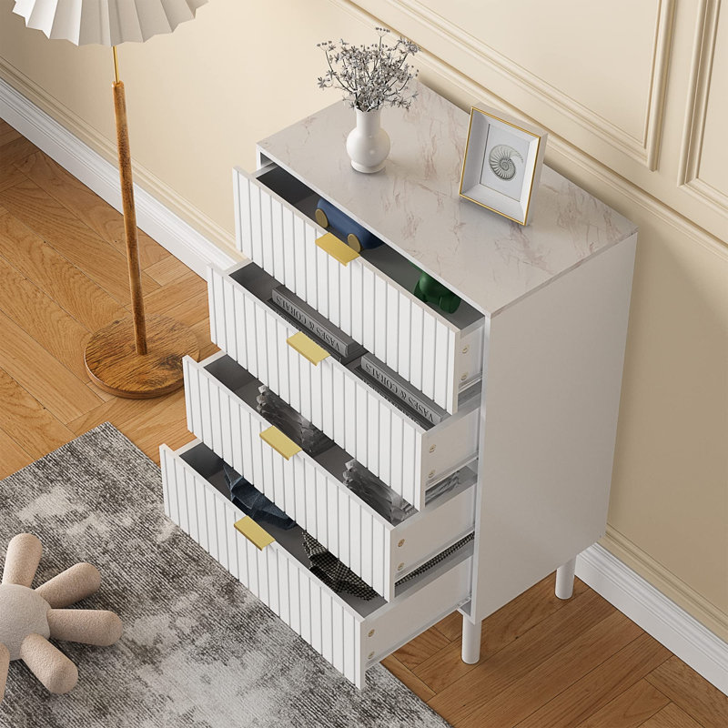 Commode à 4 tiroirs l 23,74 po Salisbury, Blanc