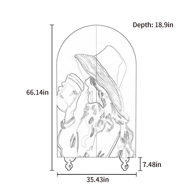 Armoire arquée avec tablettes et portes