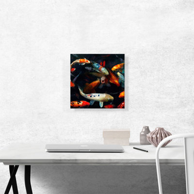 Koi Carp Fish, Japon, Chine, Asie, étang, reproduction d'art sur toile tendue