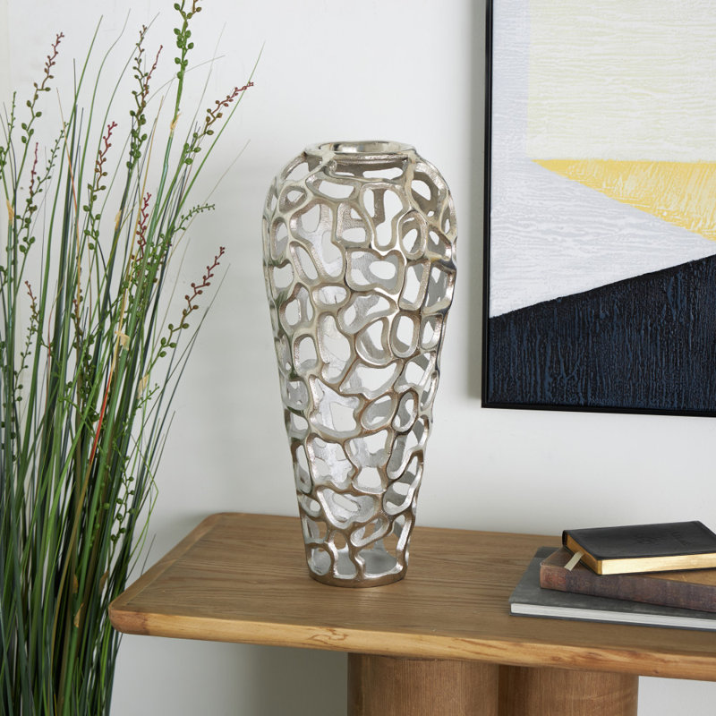 Vase Bodo, Argent, H 19 po x l 8 po x P 8 po