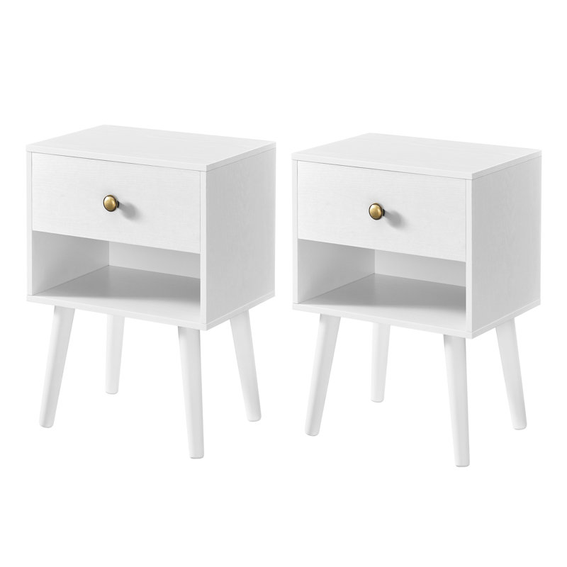Elizabethton 39cm W Manufactured Wood Bedside Table, White