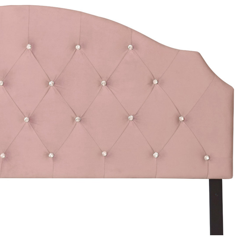 Tête de lit tapissier en velours Ameer, Rose, Simple