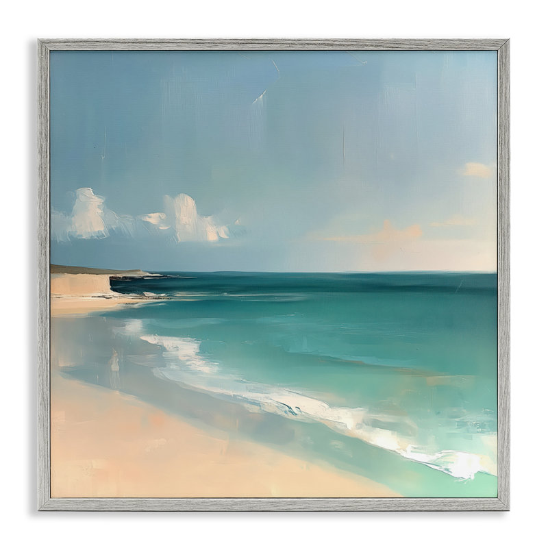 Giclée encadrée de l'horizon turquoise expressif, design par Annabelle Hall, H 12 po x l 12 po, Estampe numérique Farmhouse