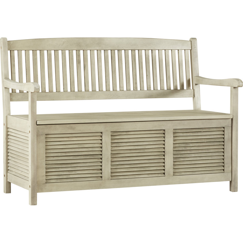 Solid Wood Acacia Outdoor Bench, Distressed White
