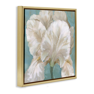 "Iris blanc sur toile encadrée bleue" par Nan