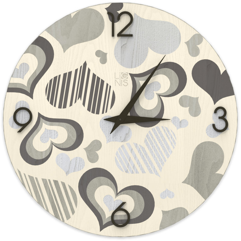 Dolcevita Wall Clock, 40cm H x 40cm W x 3cm D, Cream/Dark Grey/Light Grey