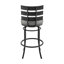 Tabouret de bar ou de comptoir pivotant Xelora au fini noir avec similicuir gris