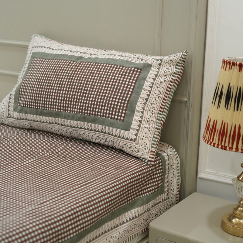 Fabdivine 102X112 Pure Cotton Bedsheet Set – Handmade Bedsheet with Matching Pillow Covers – Premium Bedding, Khoobsurat,