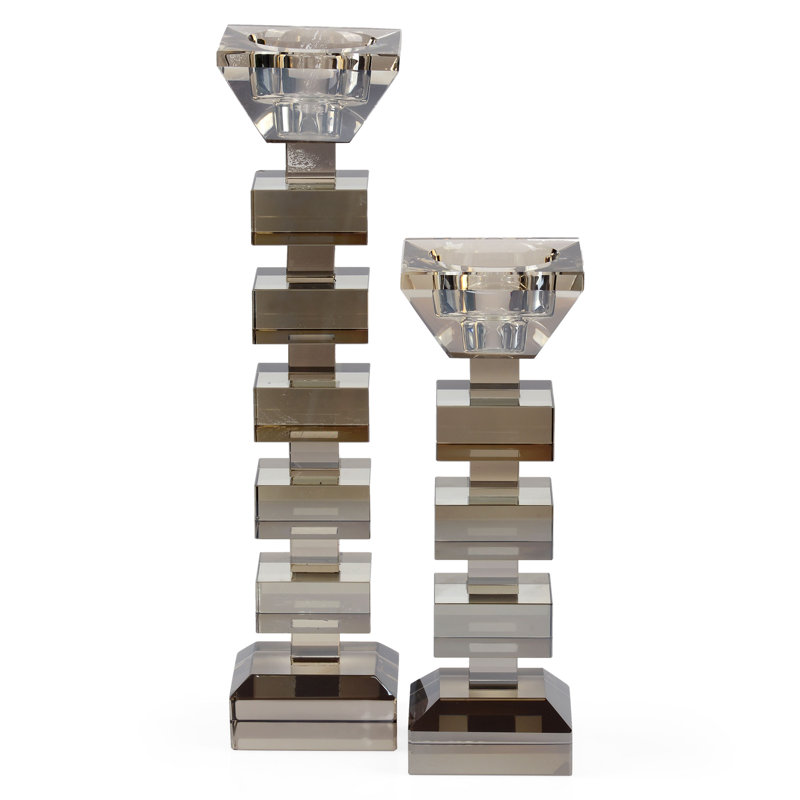 Nikola Crystal Tabletop Candlestick, 25cm H x 6cm W x 6cm D