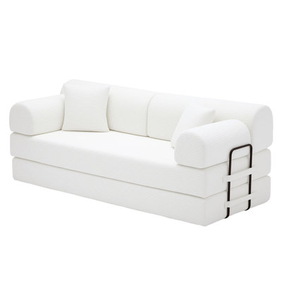 Corduroy Folding Mattress Couch with Fixed-Shape Frame, Floor Sofa Lounge Couch