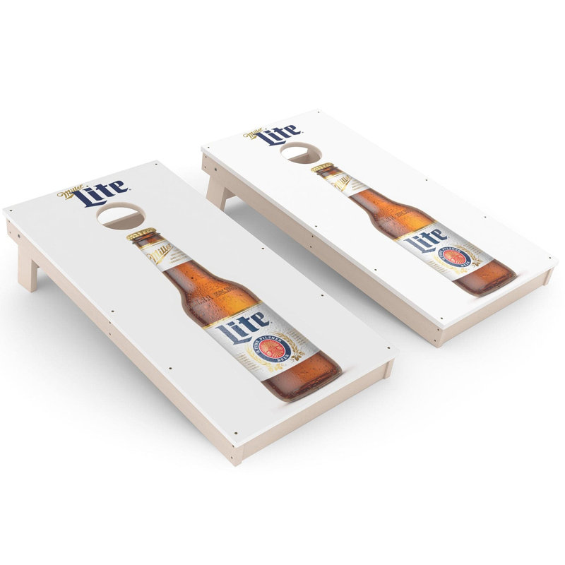Ensemble de planches de cornhole en verre Miller, Ajouter un étui et des lumières