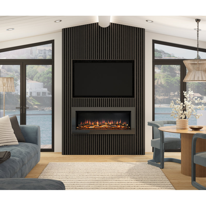 Avella Grande Wall Mounted Inset Electric Fire, Grey