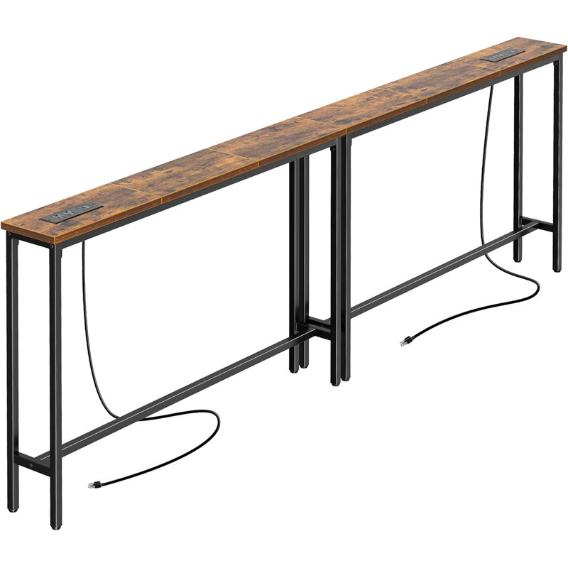 5.9 Inch Narrow Console Table With Outlet Sofa Table Set Of 2