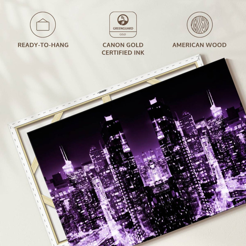 Ravi NYC Reflection - Night Skyline III, H 32 po x l 48 po