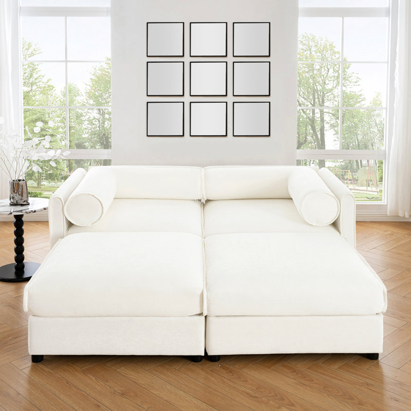 Chenille blanche 2 avec rangement : Assise douce et confortable, design ergonomique et moderne