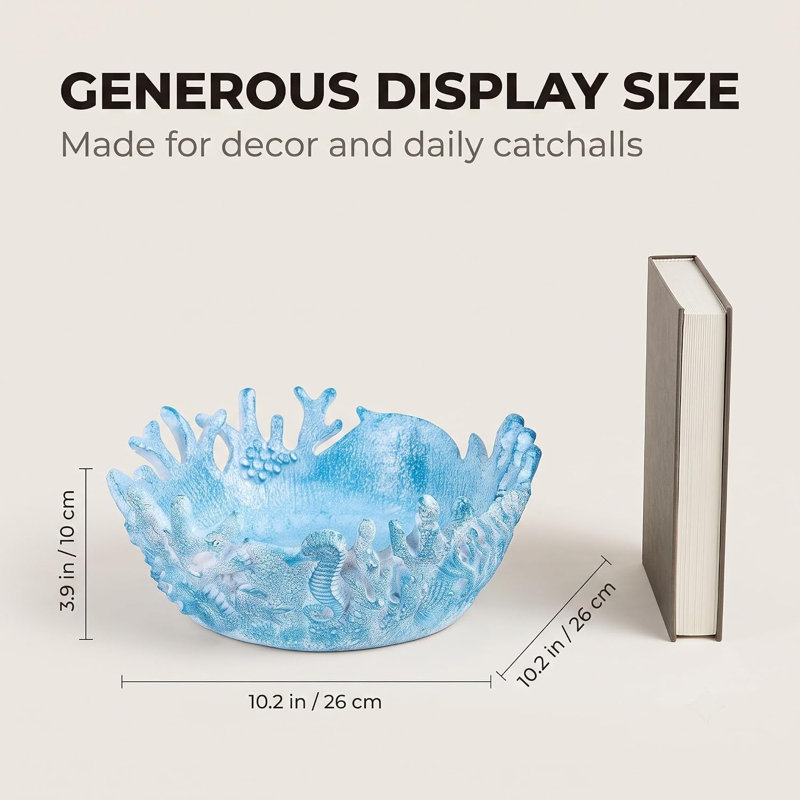 Bol décoratif en résine corail côtier, Bleu