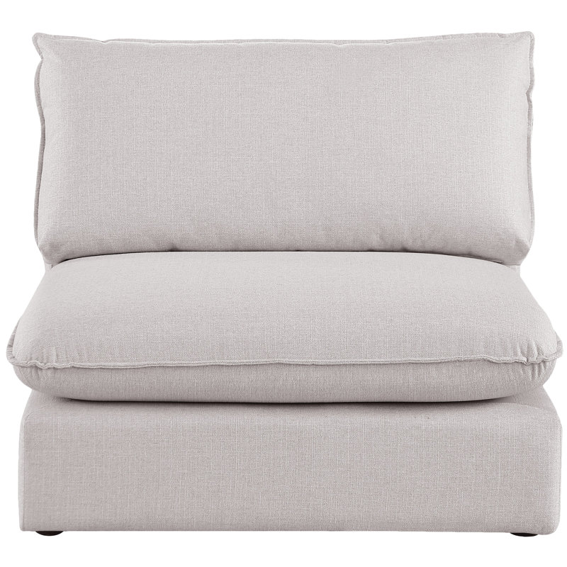 Lin durable sans accoudoirs Tupman Beige, Tissu beige texturé en lin