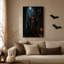 Art mural sur toile, squelette noir et sarcelle-170404080