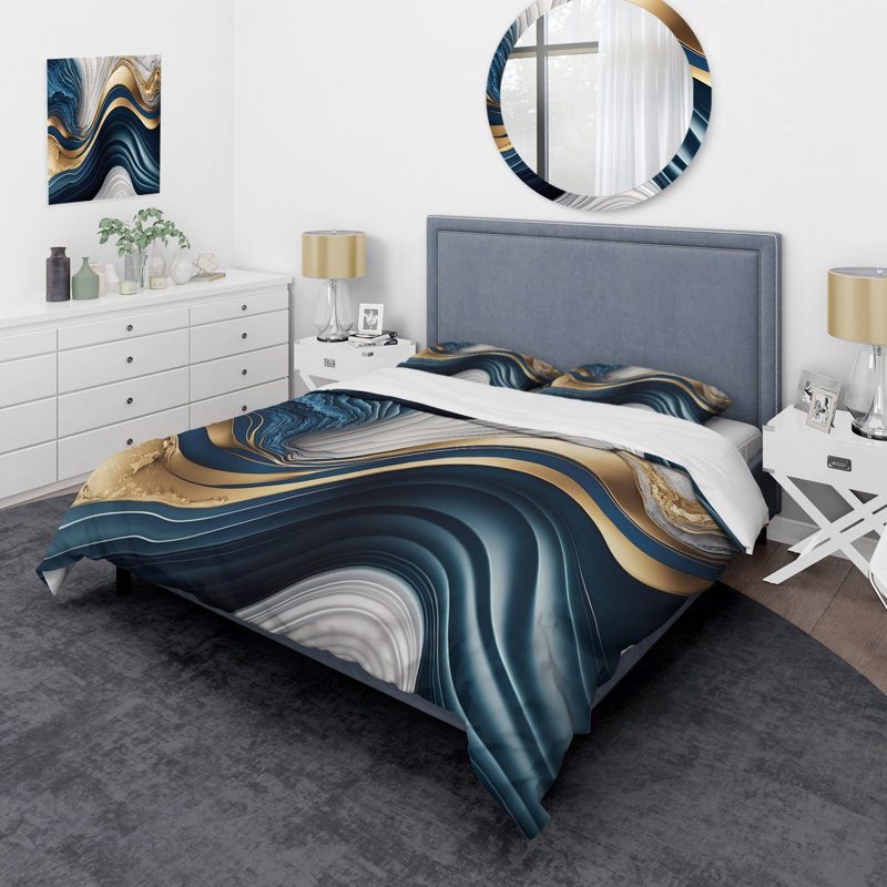 Ensemble de housse de couette Abstract Geode Waves Blue I BeddingMicrofiber / Polyester