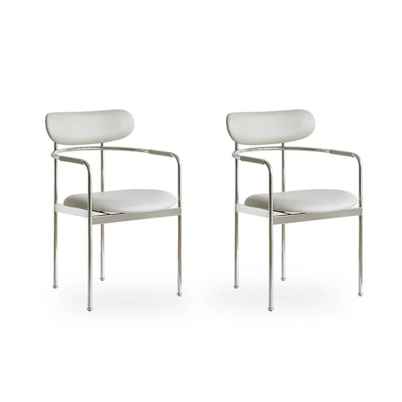 Italian Light Luxury Stainless Steel Leather Backrest Dining Chair