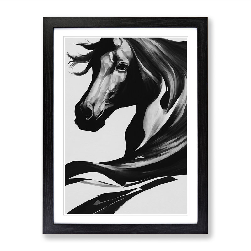 Monochrome Horse No.5 - Framed Print, Black, 64cm H x 46cm W x 2cm D