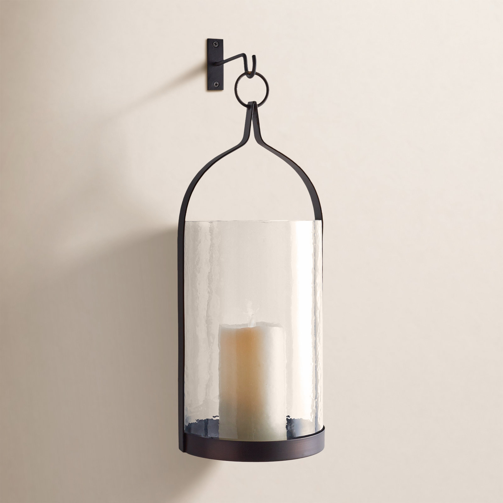 Iron Wall Lantern, 18" H x 7.5" W x 7.5" D