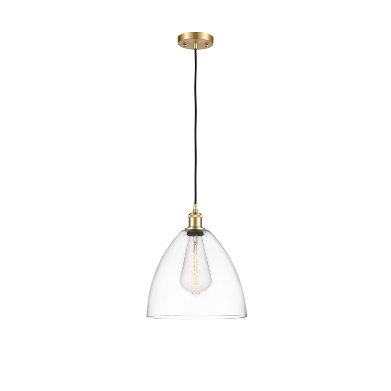 Haruka 1 - Light Single Pendant, 14.75" H x 12" W x 12" D, Clear, Satin Gold