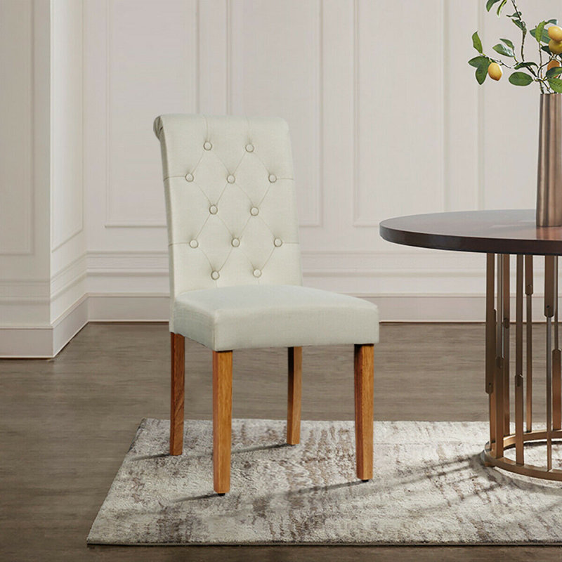Chaise parsons rembourrée Insha, Beige, Marron
