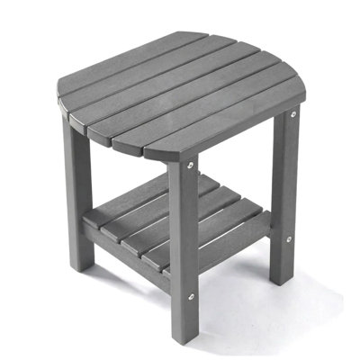 Double Layer Outdoor Side Table, Weather Resistant Stable Small Side Stand For Outdoor Use,Patio Porch Backyard Small Accent Coffee Stand