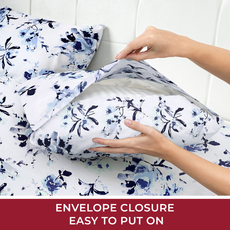 Mellanni 1800 Bed Sheets Full Madison Blue, Full Sheet Set, Madison Blue Floral