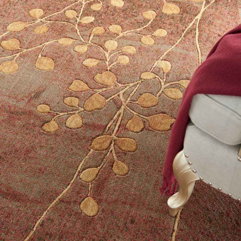 Tapis brun à motif floral Arnim, Tapis de couloir 2 pi x 5 pi 9 po