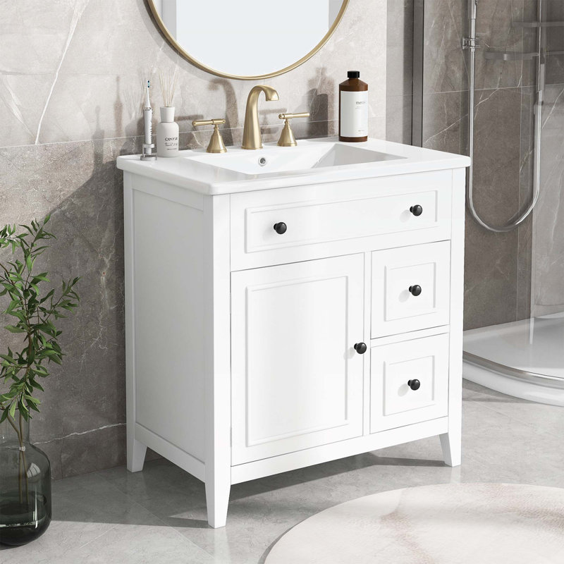 Meuble-lavabo 30 po avec comptoir d'évier, Blanc