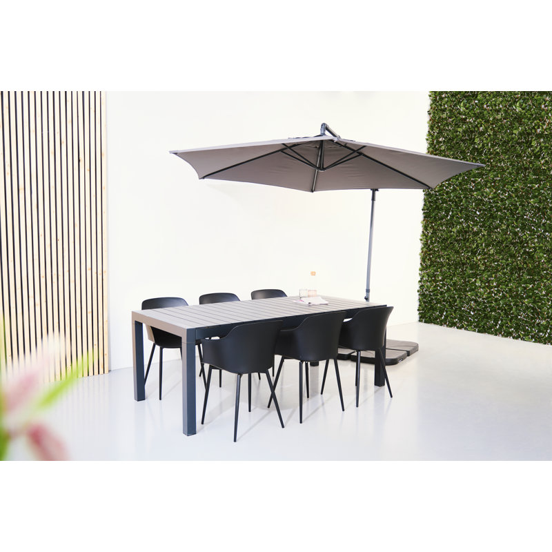 Koonce 6 - Person Patio Dining Set with Extendable Rectangular Table, Black/Black