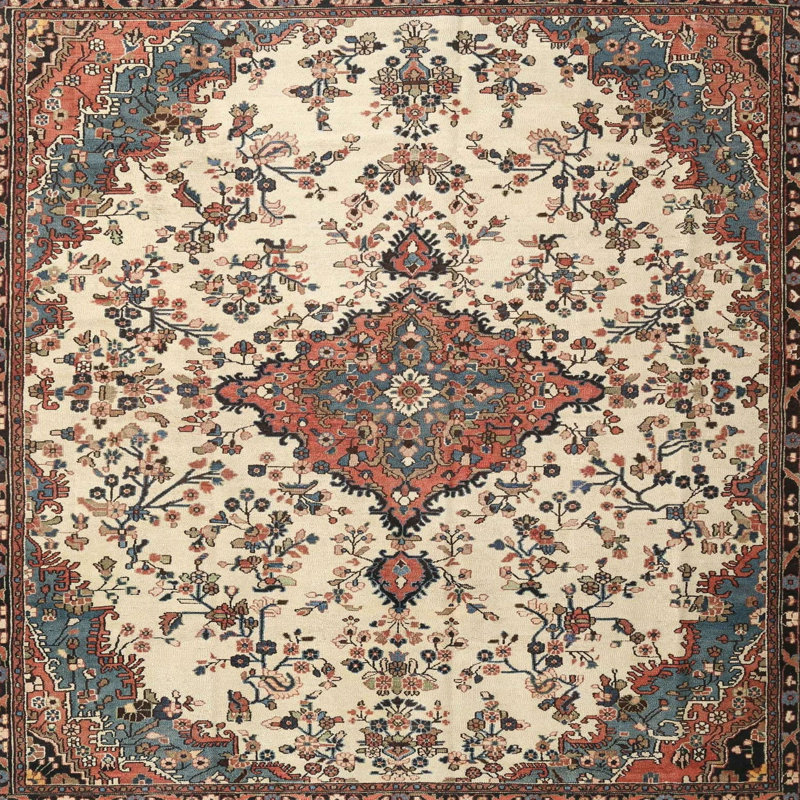 Tapis traditionnel beige / vert / rouge Gersdorff, Rond 4 pi
