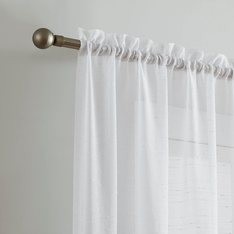Valerle Polyester Curtain, White, 54" W x 63" H