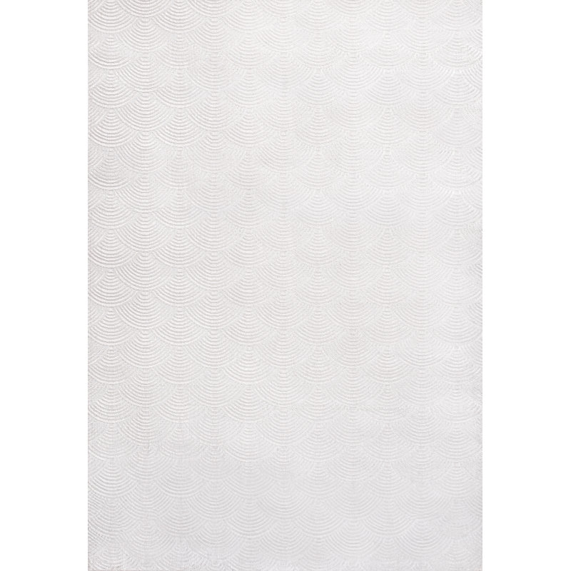 Tapis blanc / gris clair à motif géométrique Simsbury, Rectangle 4pi x 6 pi