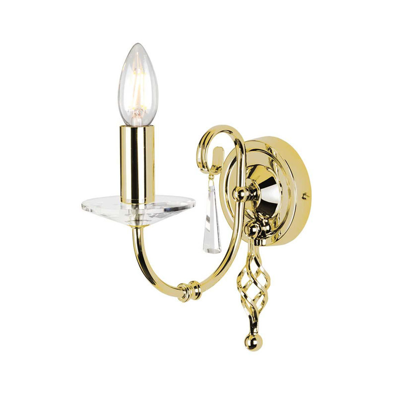 Thebes Candle Wall Light, Polished Brass