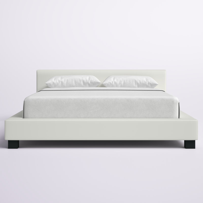 Anabell Upholstered Platform Bed, White, Queen