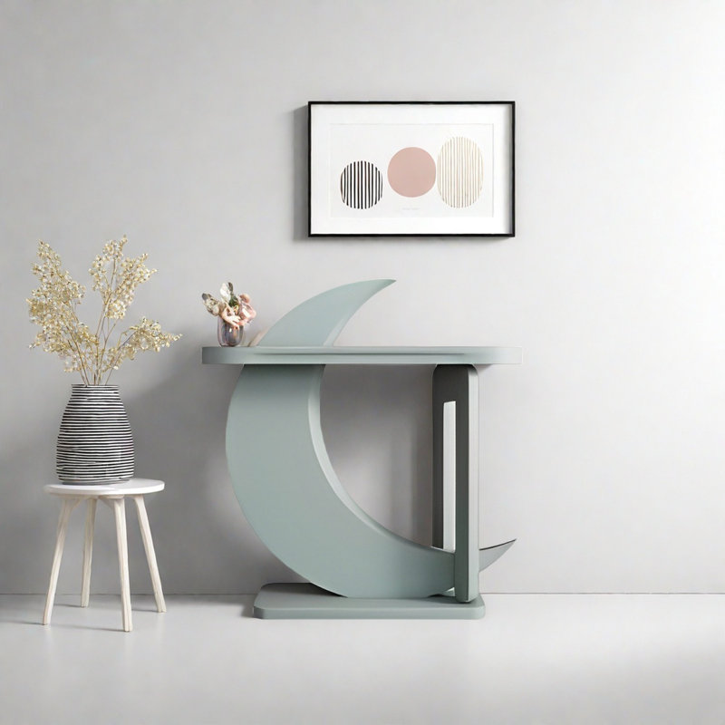 Console Modern Geometric Art, H 31,5 po x l 39,37 po x P 15,75 po, Bleu grisâtre