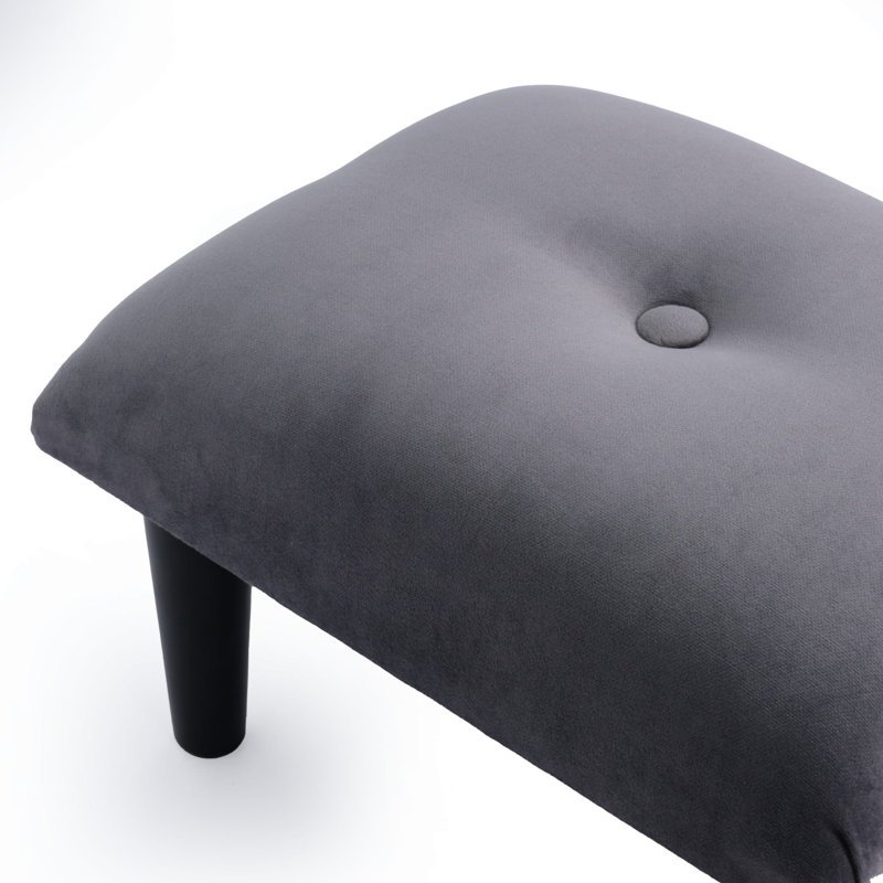 Cowles 38cm Wide Velvet Tufted Square Solid Colour Footstool Ottoman, Black, Grey