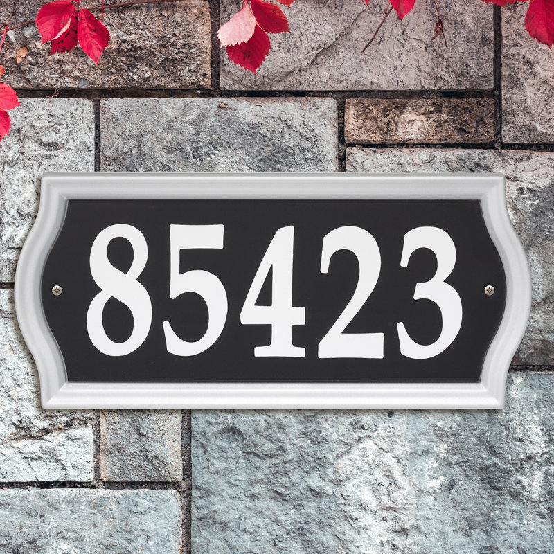 Reflective Black and White Metal Address Sign with Adhesive Numbers