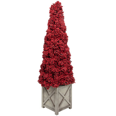 Topiaire de Noël rouge en pot