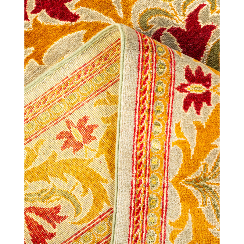 Tapis unique ivoire noué à la main Venla Arts & Crafts, 6 pi 4 po x 9 pi 2 po
