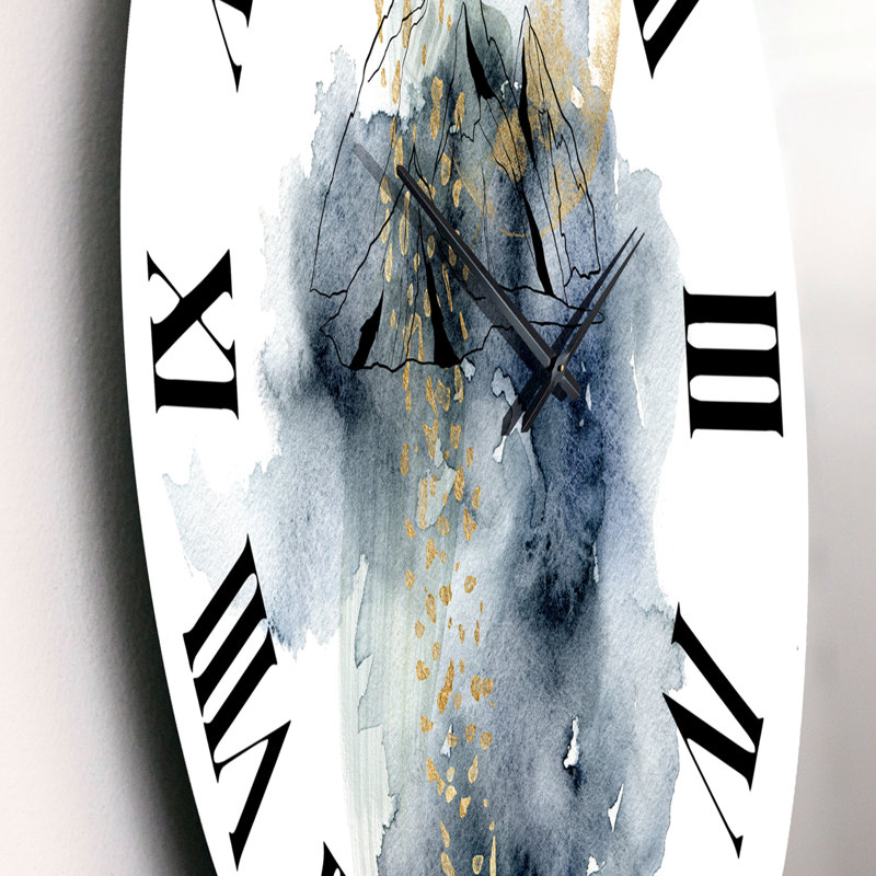 Horloge murale moderne paysage minimaliste de montagnes avec lune, Petit