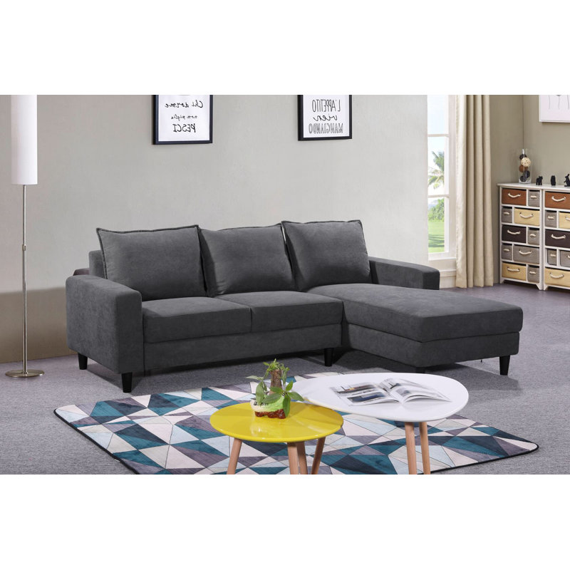 Pamila Upholstered L-Shaped Sectional, Dark Gray, Right Hand Facing
